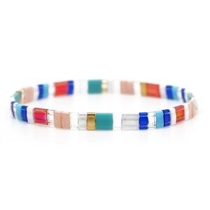 Multicoloured Tila Beaded Stretch Bracelet